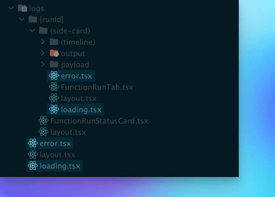 A section of the Inngest Dashboard’s file structure